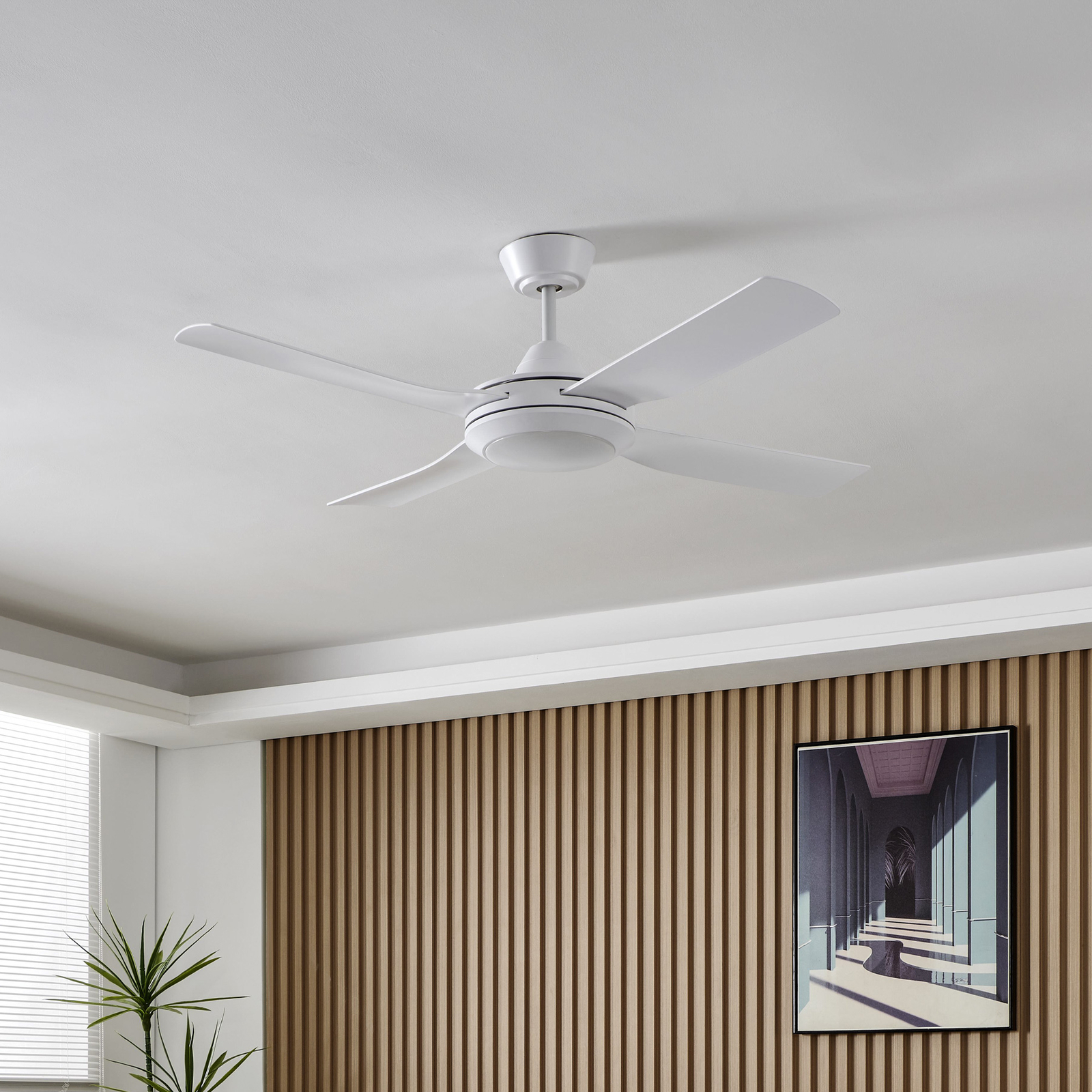 Stropný ventilátor Bondi 1, LED, diaľkové ovládanie, CCT, biely