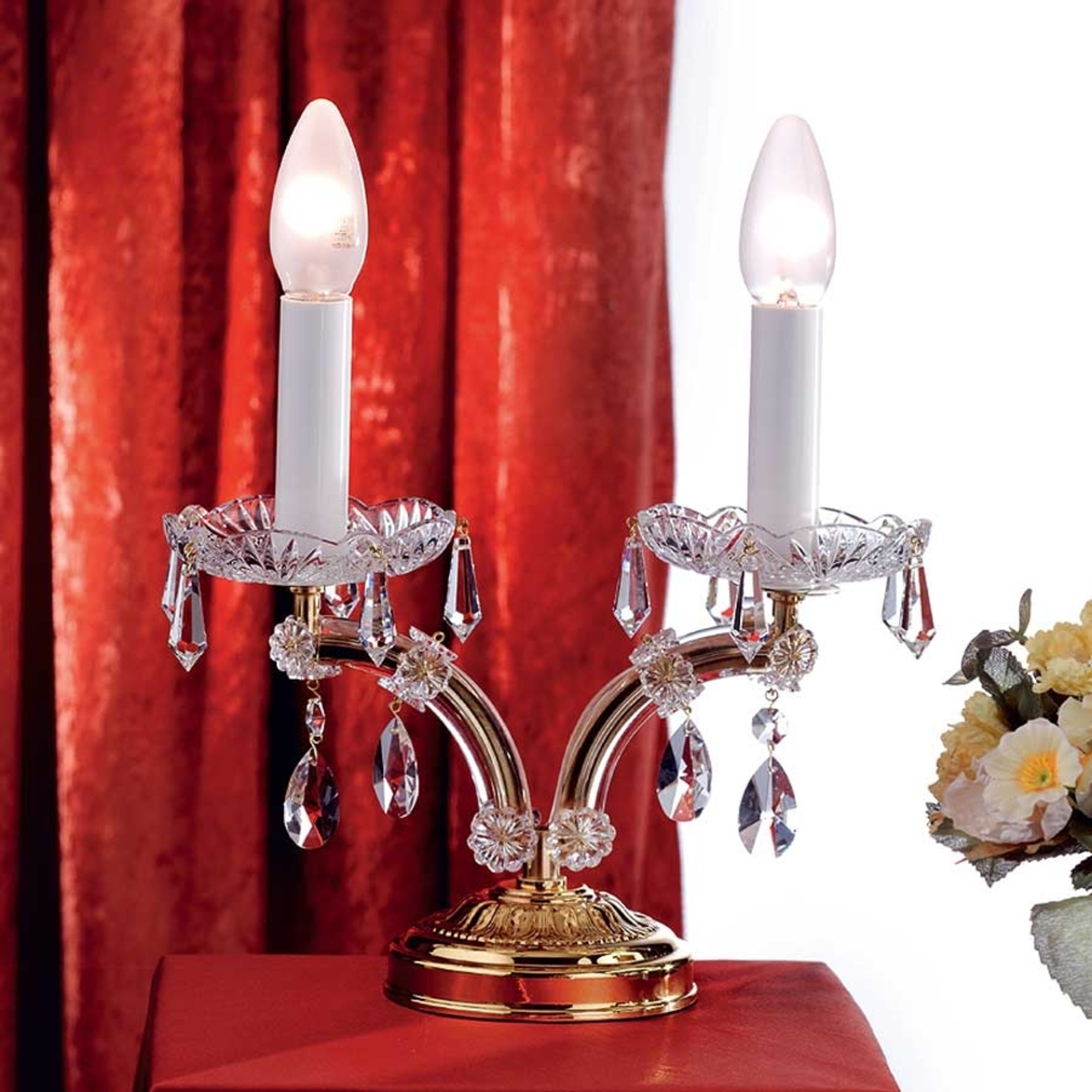 Szlachetna lampa stołowa TJURA z kryształkami