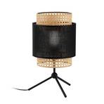 Lámpara de mesa Boho, negro/ratán