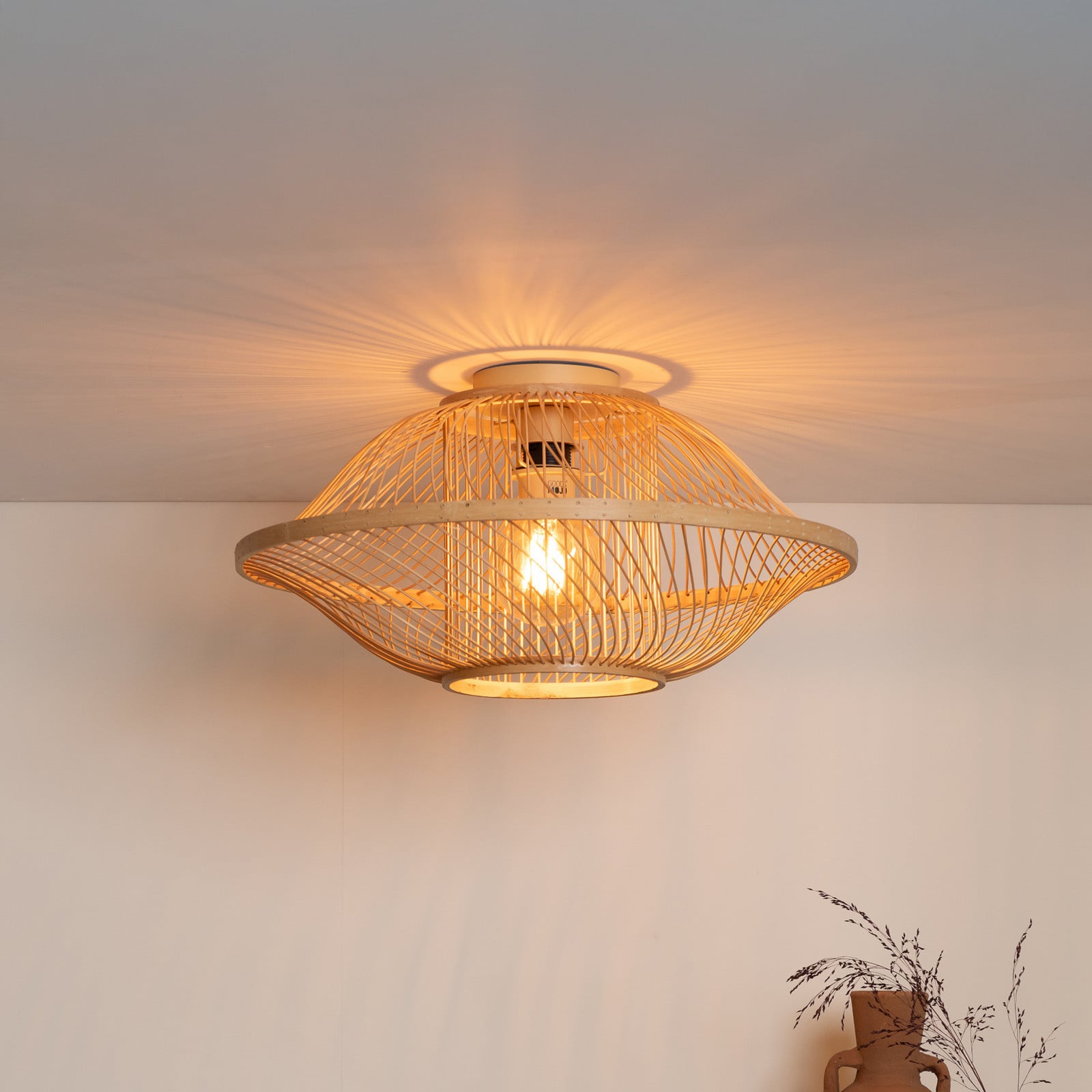 GOOD & MOJO Plafonieră Maui natur Ø 50 cm bambus E27 - Camera de zi / sufragerie - Design - lemn deschis - Bamboo