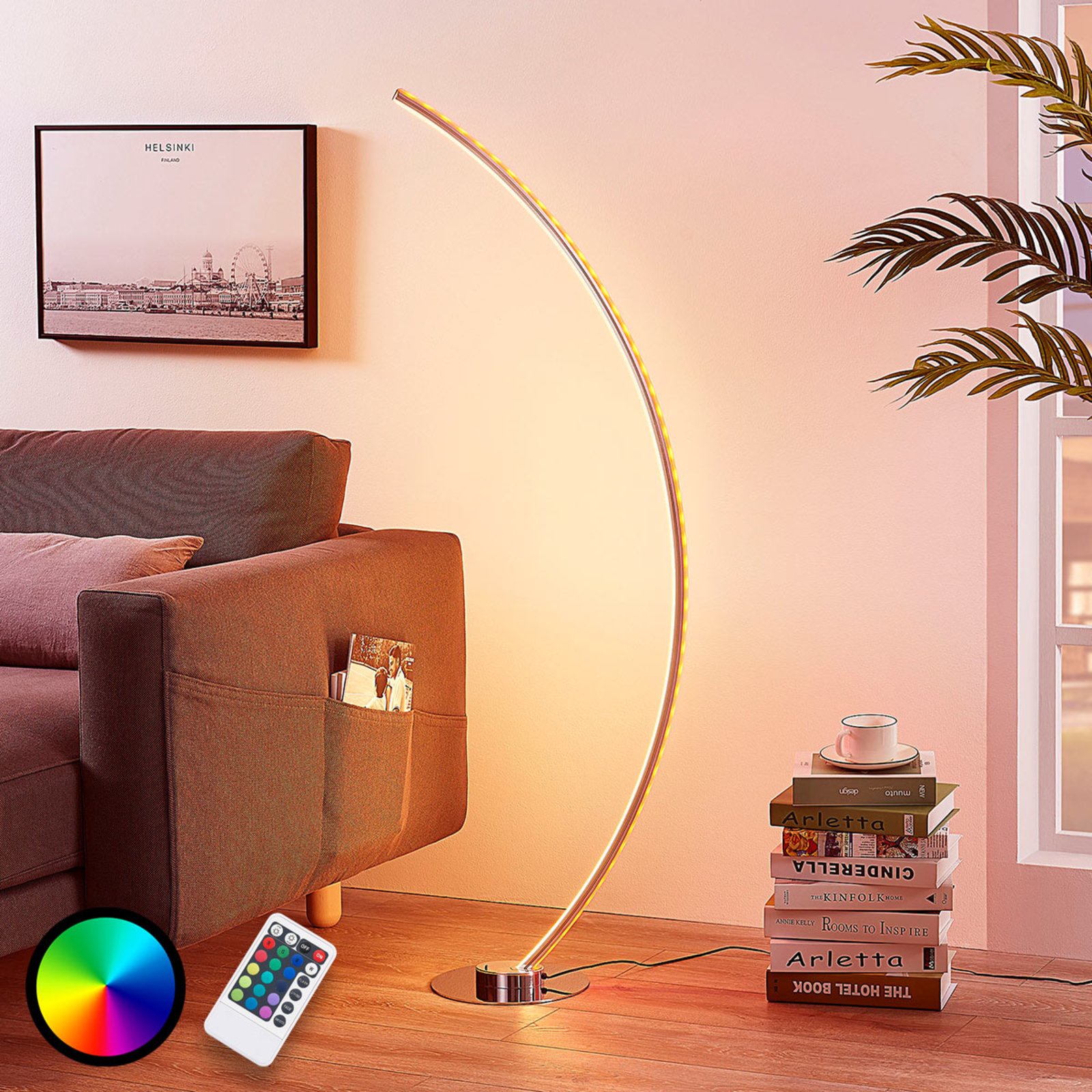 Amaro Floor Lamp Chrome/White - Lindby