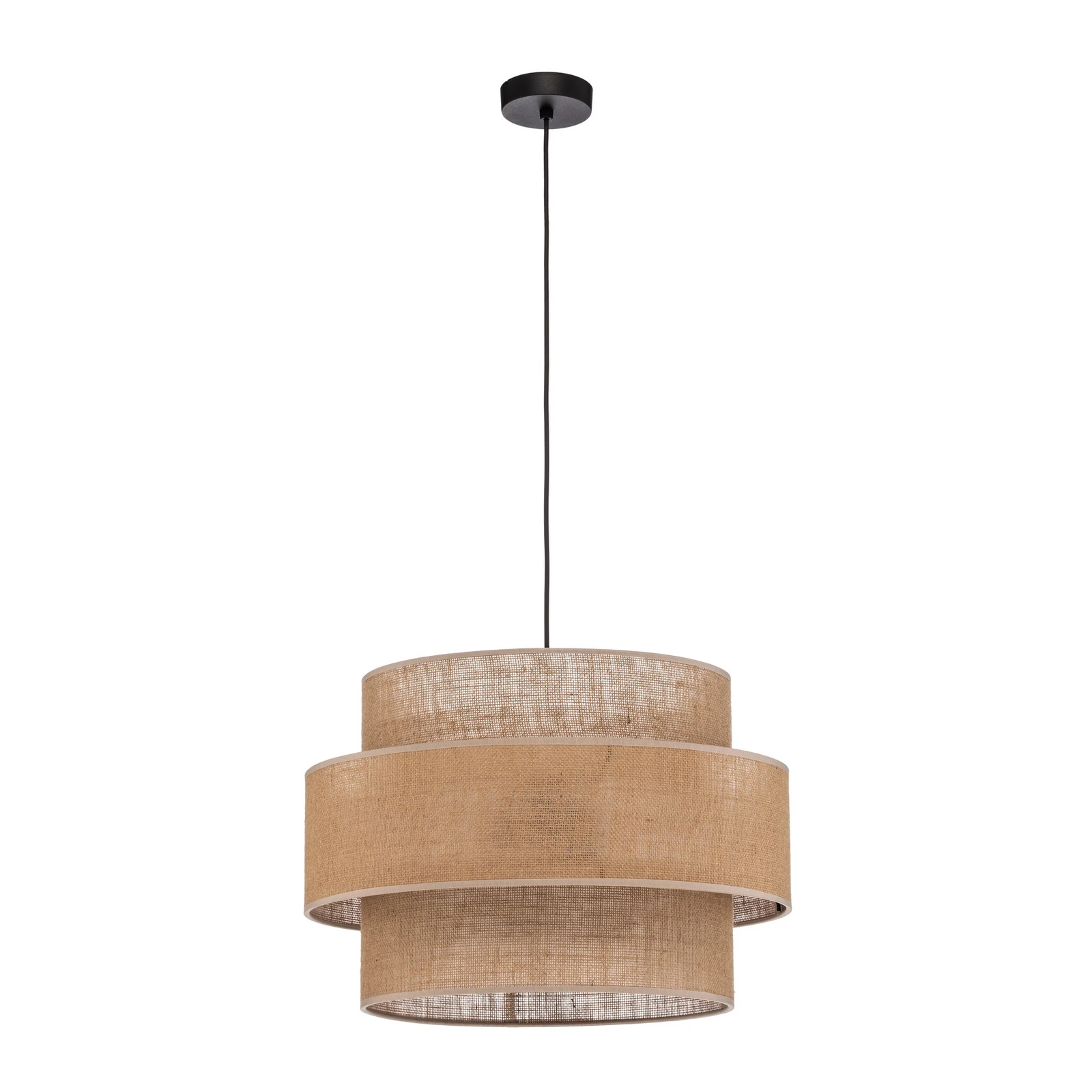 Suspensie Calisto, iută, maro natural, 3 lumini, Ø 50 cm