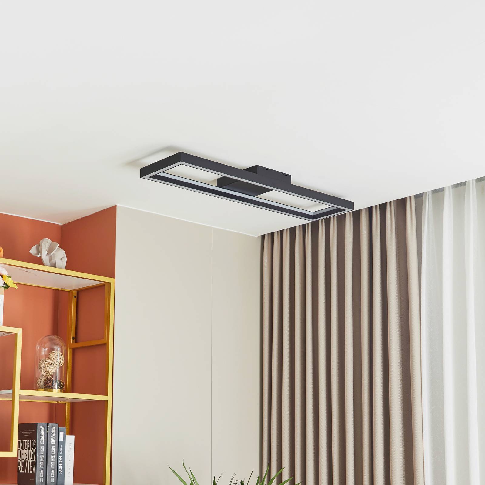 Lucande Smart LED stropné svietidlo Tjado, 100 cm, čierna, RGBW