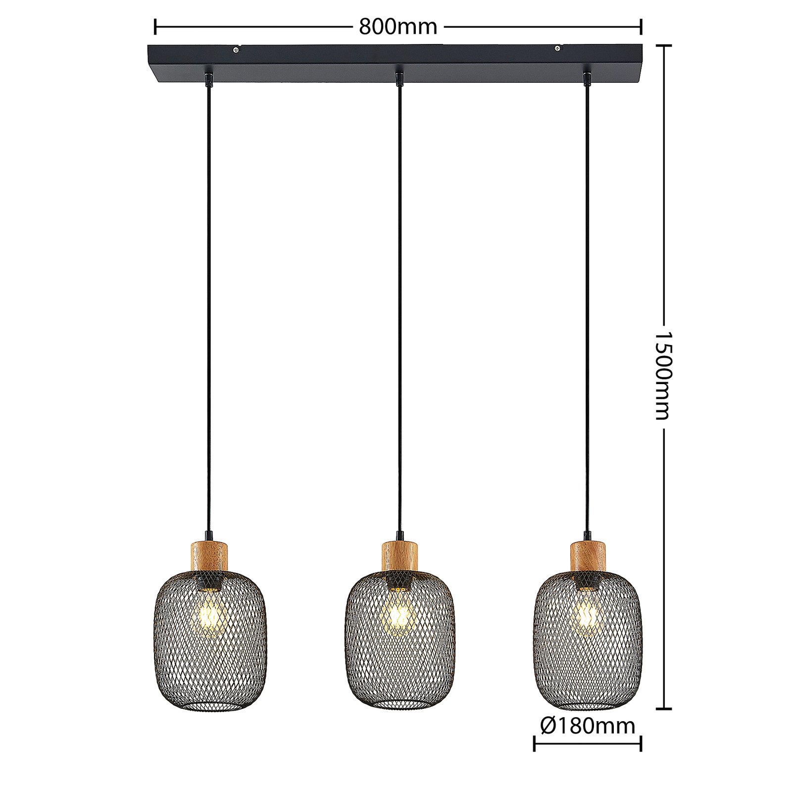 Lindby Djuna kooi-hanglamp, 3-lamps