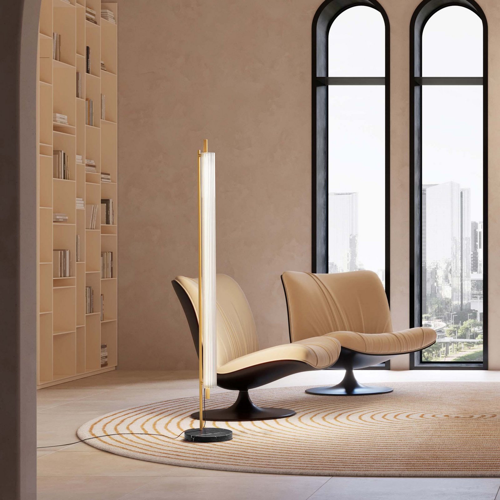 OLEV LED-Stehleuchte TRISEL, gold, Metall, 2.700 K, dimmbar