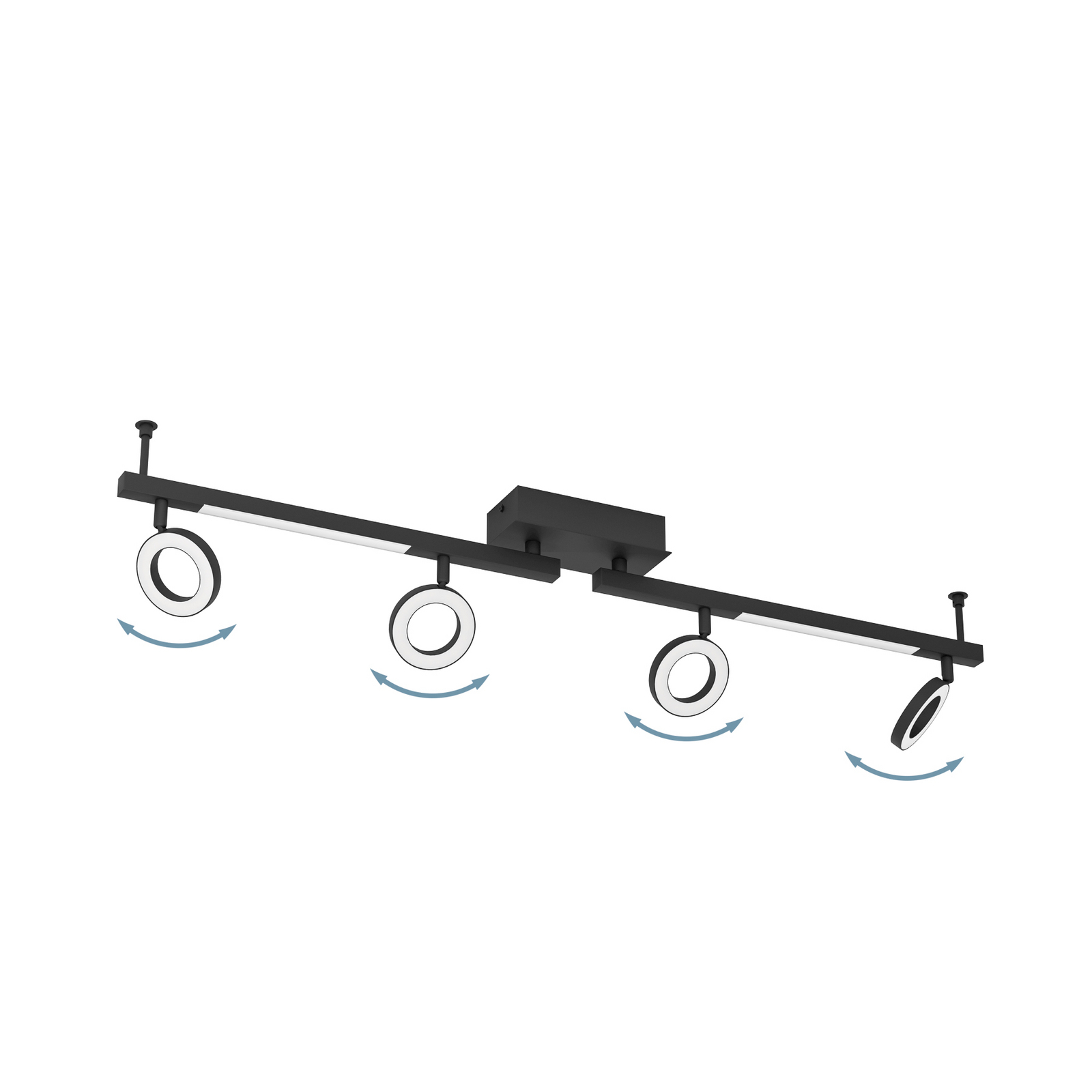 LED spot de tavan Cardillio 2 negru cu patru inele LED spot de tavan Cardillio 2 negru cu patru inele