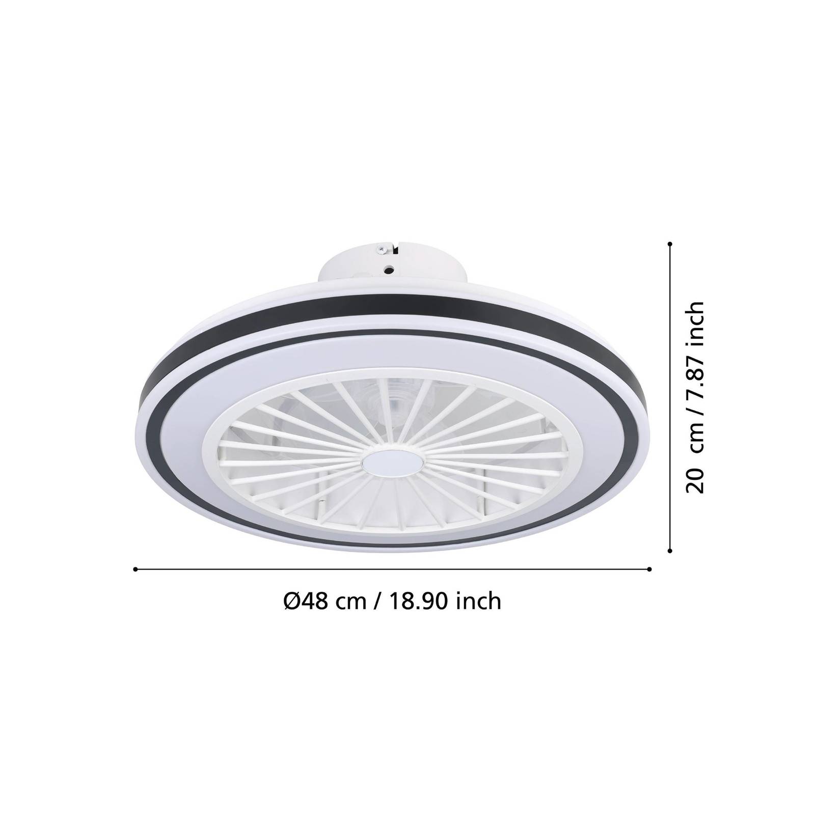 Wentylator sufitowy Almeria LED CCT, biały/czarny