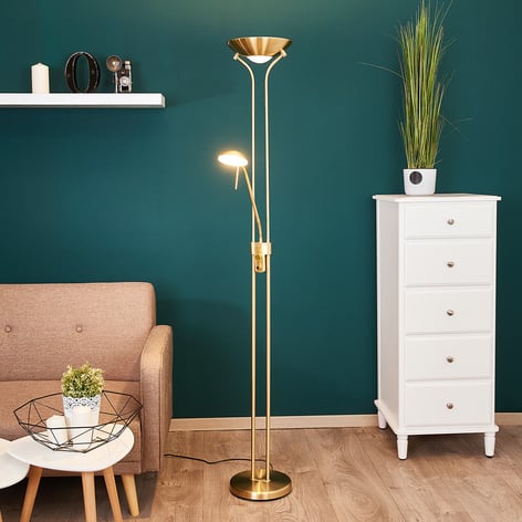 Josefin - LED-Stehlampe mit Leseleuchte, messing