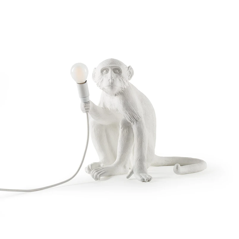SELETTI - Monkey Sitting Tischleuchte Weiß