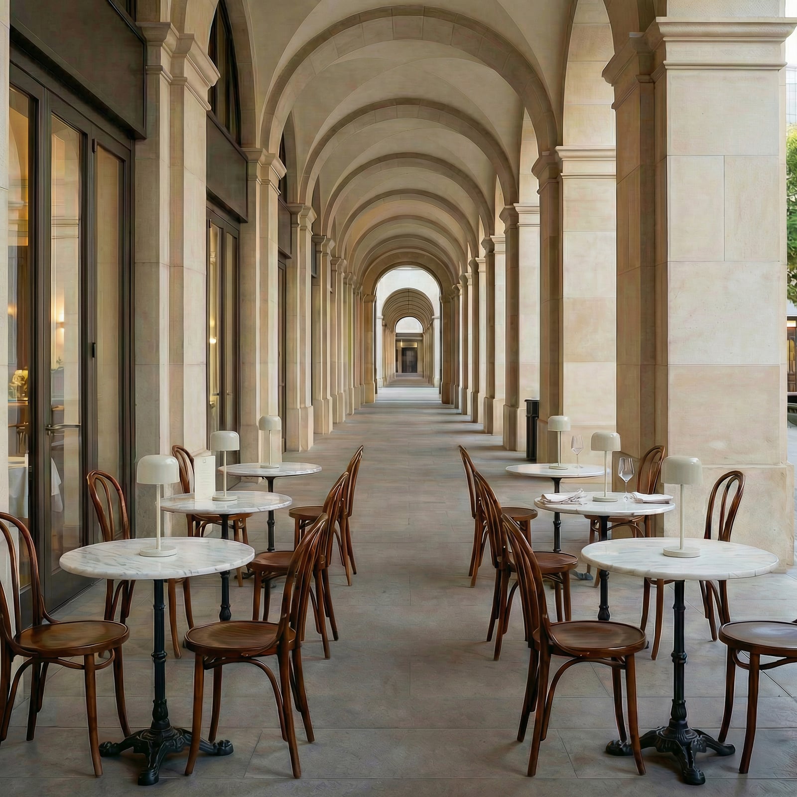 Candeeiro de mesa LED recarregável Quill, bege, 6 unidades, estação de