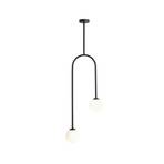 Nave pendant light, black, metal, glass, 2-bulb