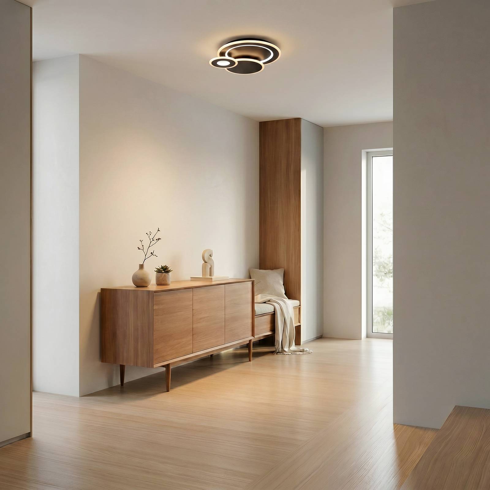 Lindby LED plafondlamp Briar, zwart, metaal, afstandsbediening