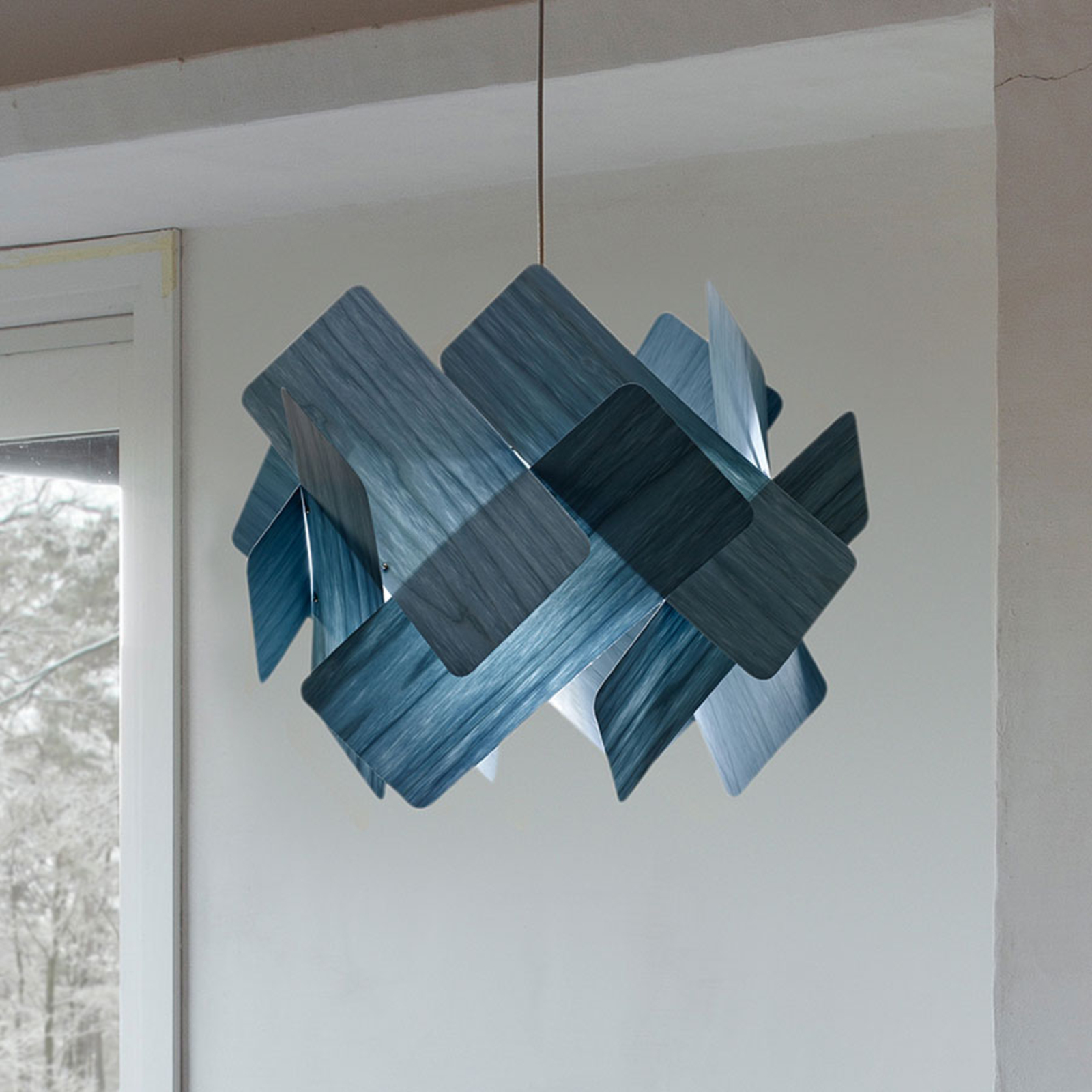 LZF Escape pendant in wood veneer, black cable