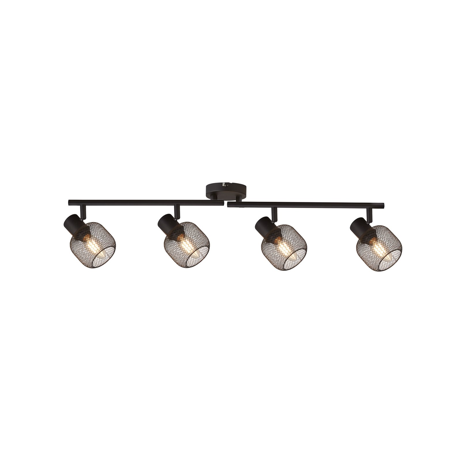 Spot pour plafond Meshy, noir, métal, 4 lampes, E14, 79 cm