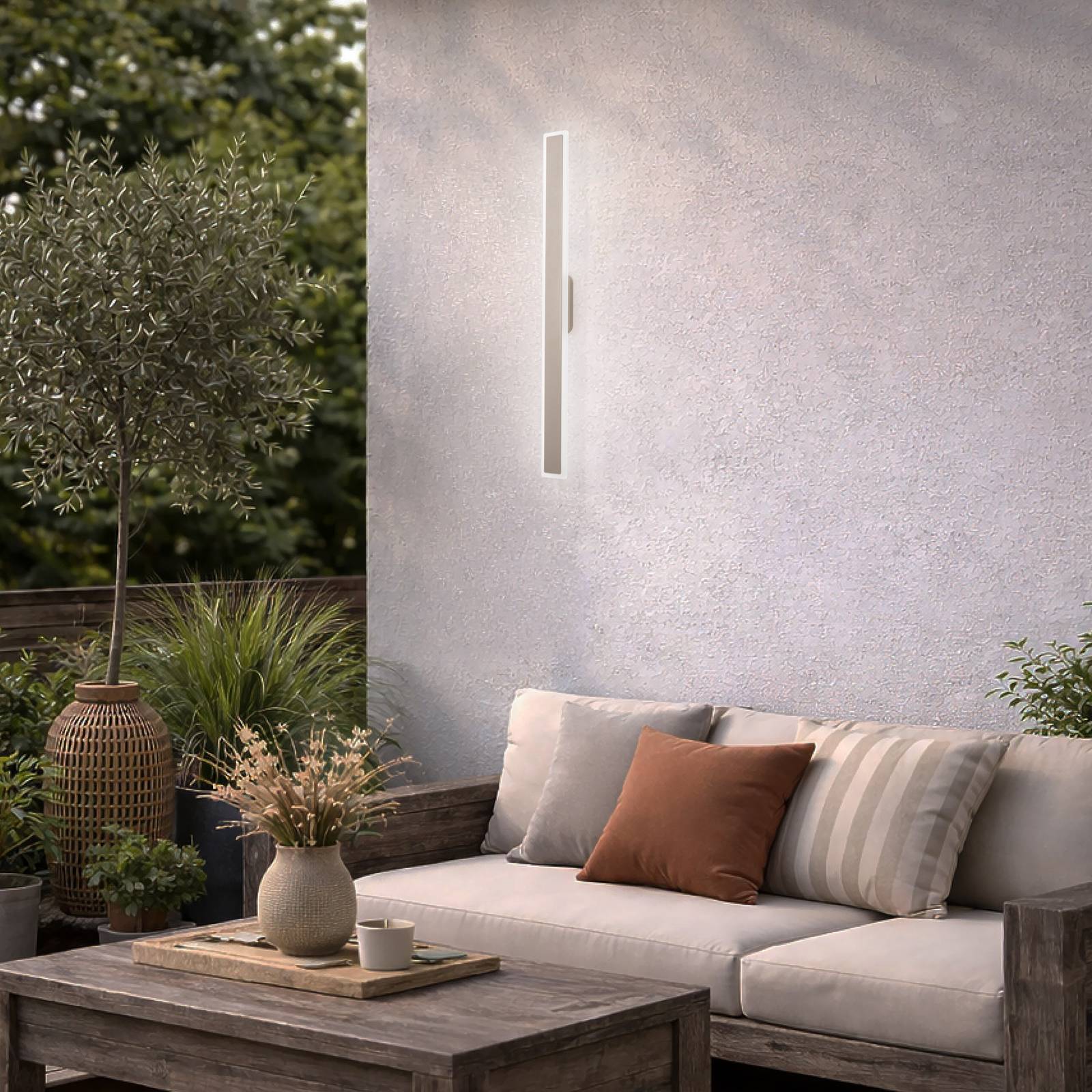 LED-Wandleuchte Isla, sand, Aluminium, Höhe 100 cm, IP54 günstig online kaufen