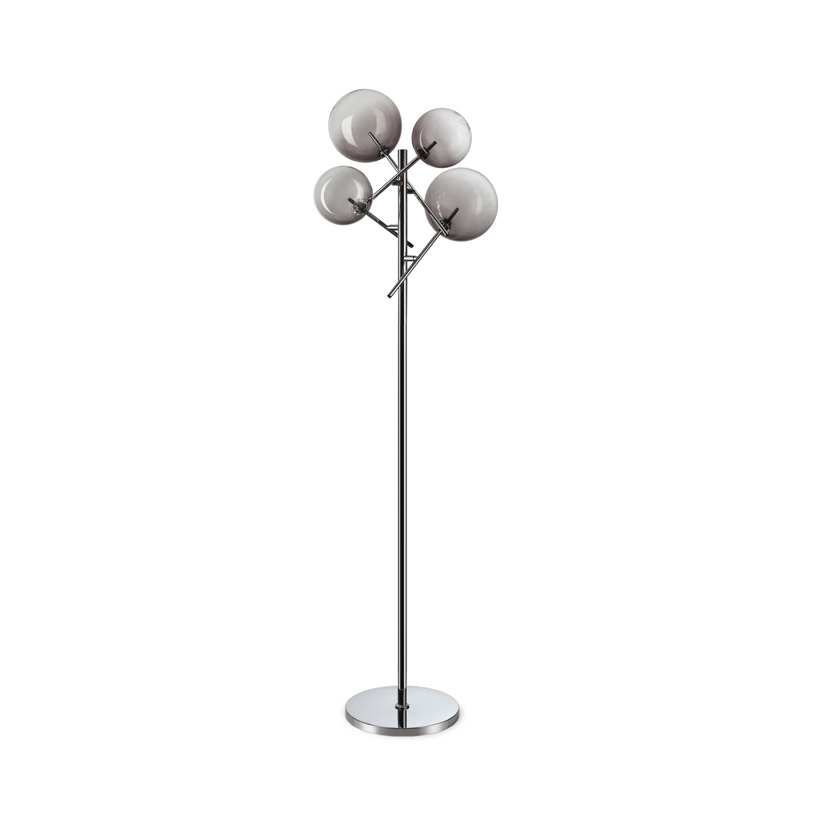 Candeeiro de pé IDEAL LUX Equinoxe, cromado/cinza fumado, altura 166 cm Candeeiro de pé IDEAL LUX Equinoxe, cromado/cinza fumado, altura 166 cm