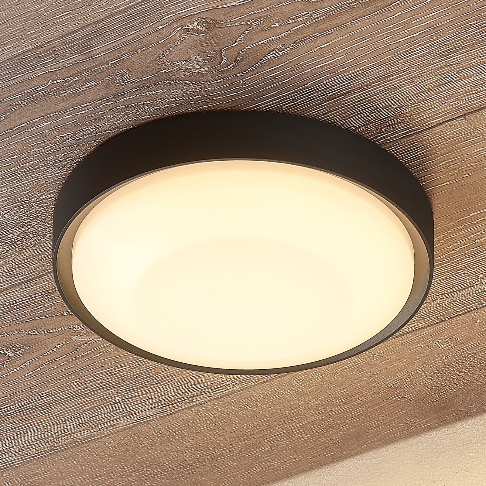 Lucande Lare LED outdoor ceiling light, Ø 25 cm