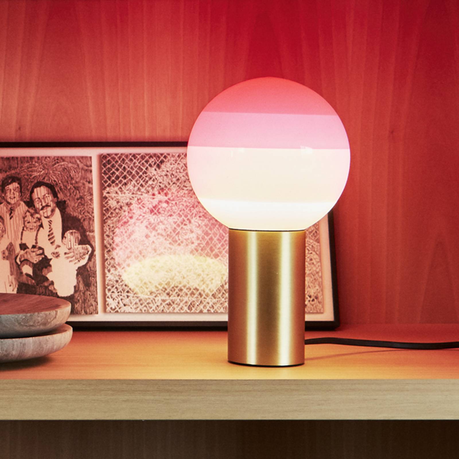MARSET Dipping Light stolová lampa ružová/mosadz