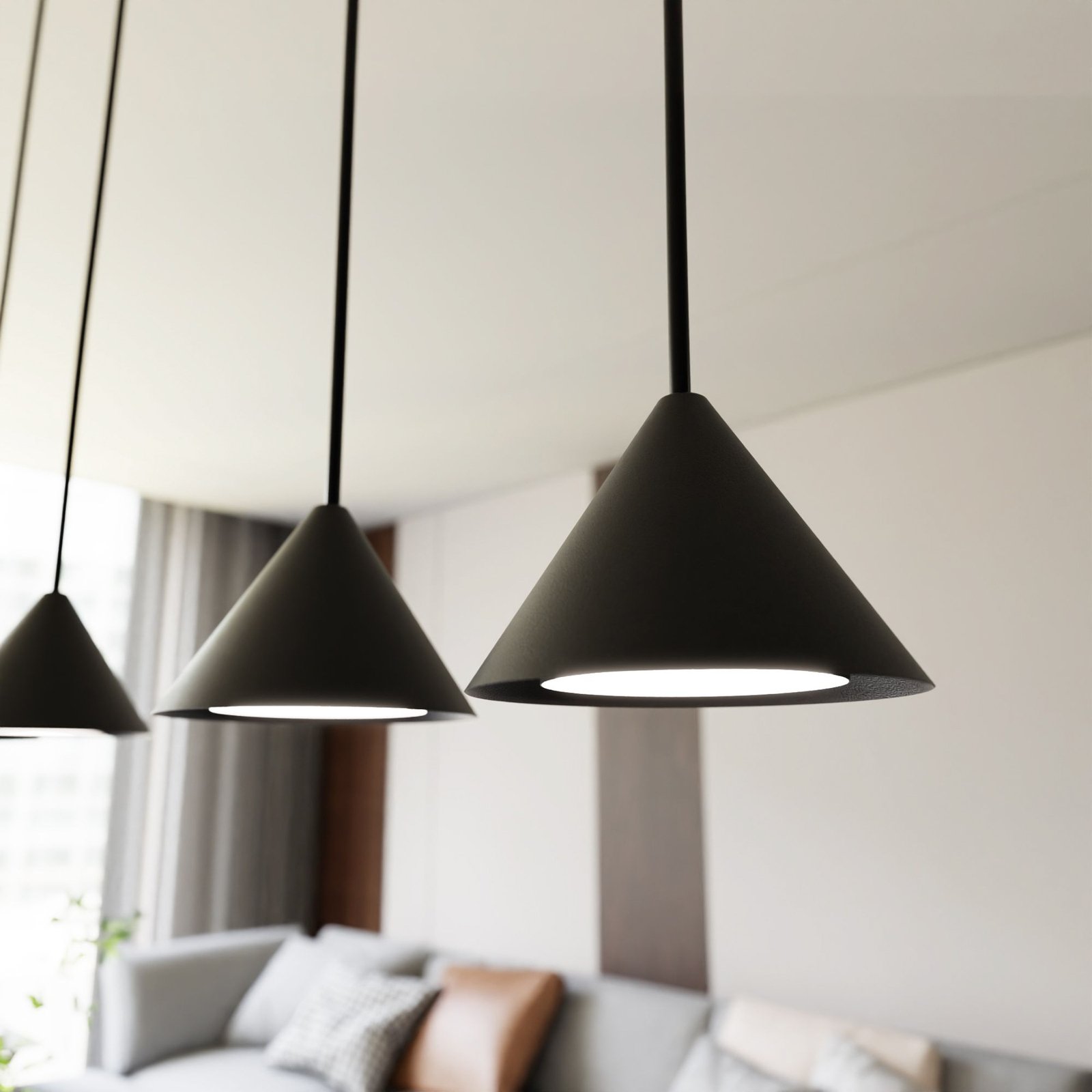 Elit hanglamp, 1-lamp, zwart, metaal