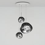 Tom Dixon LED hanging light Melt Trio round, chrome-coloured