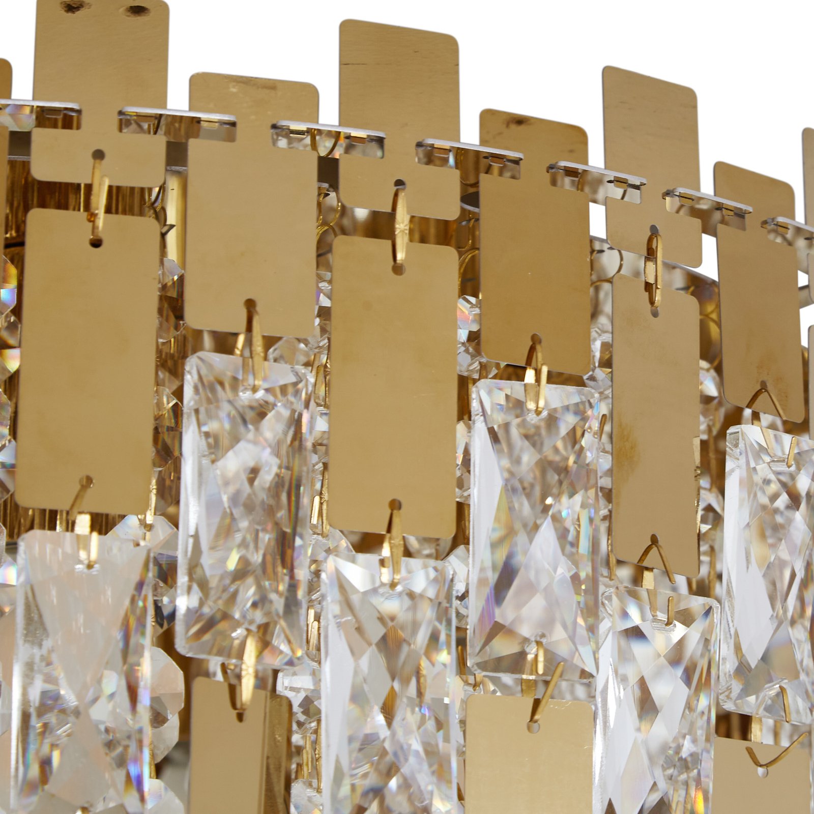 Plafondlamp Lucande Arcan, kristalglas, titanium goud