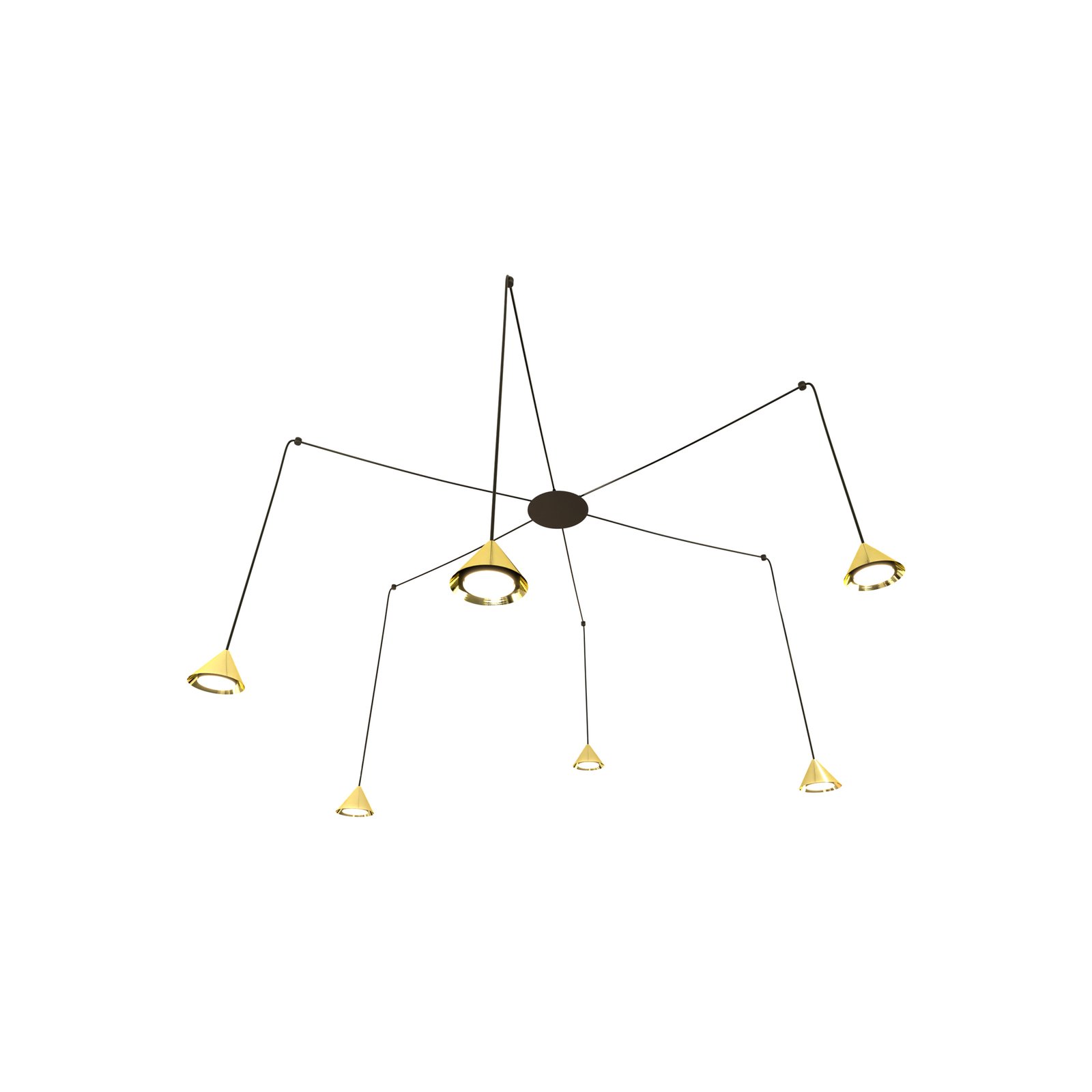 Suspension Elit Spider, 6 lampes, doré, métal