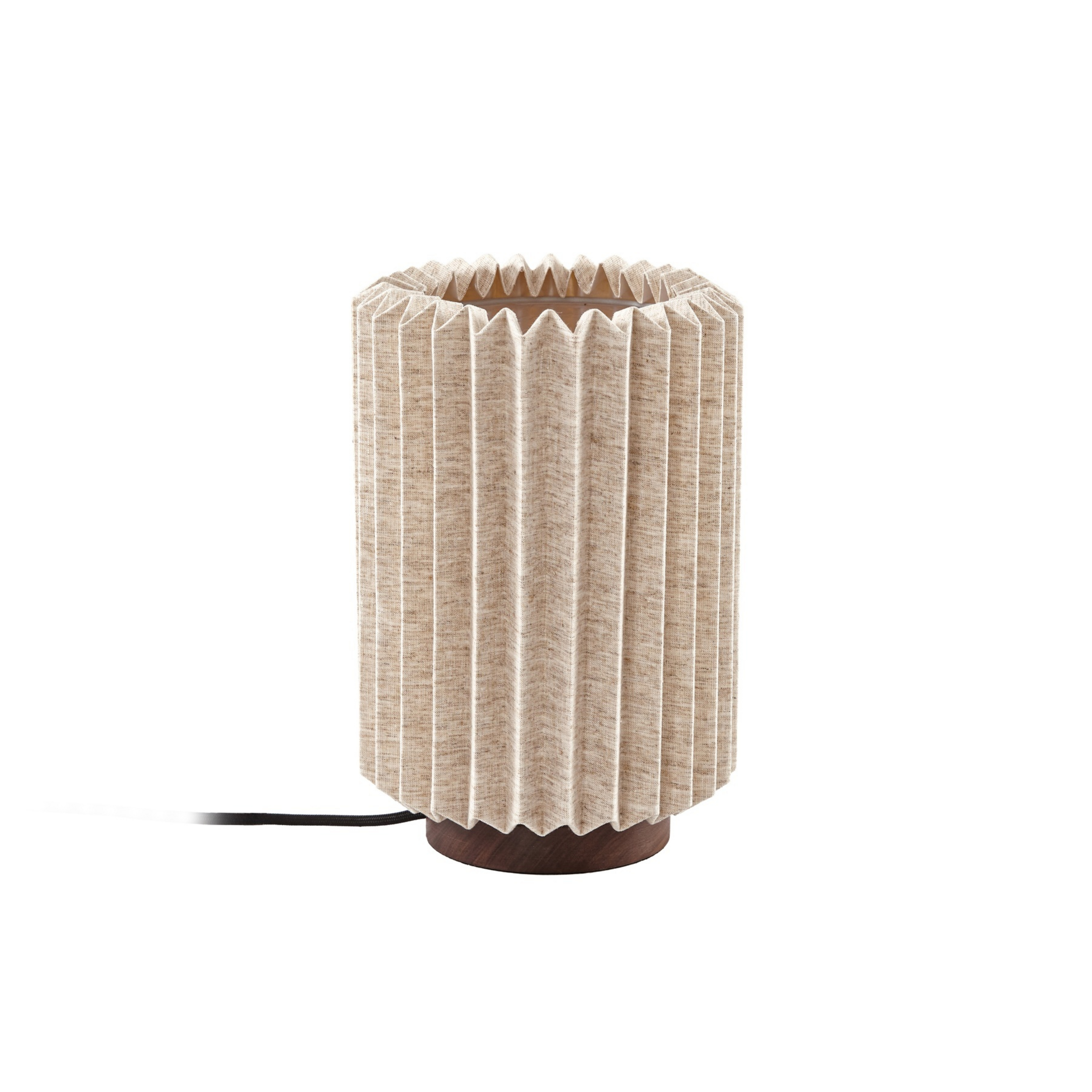 Table lamp, walnut/linen, pleated, height 30 cm - Lindby