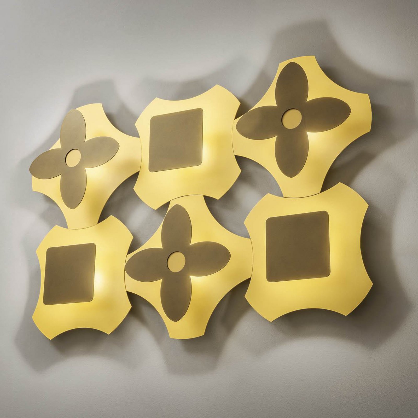 OLEV LED-Wandlampe ORNATO FLOWER, gold/braun, Metall 2.700 K