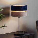 Lámpara de mesa Duo azul marino/gris/oro alto 50cm