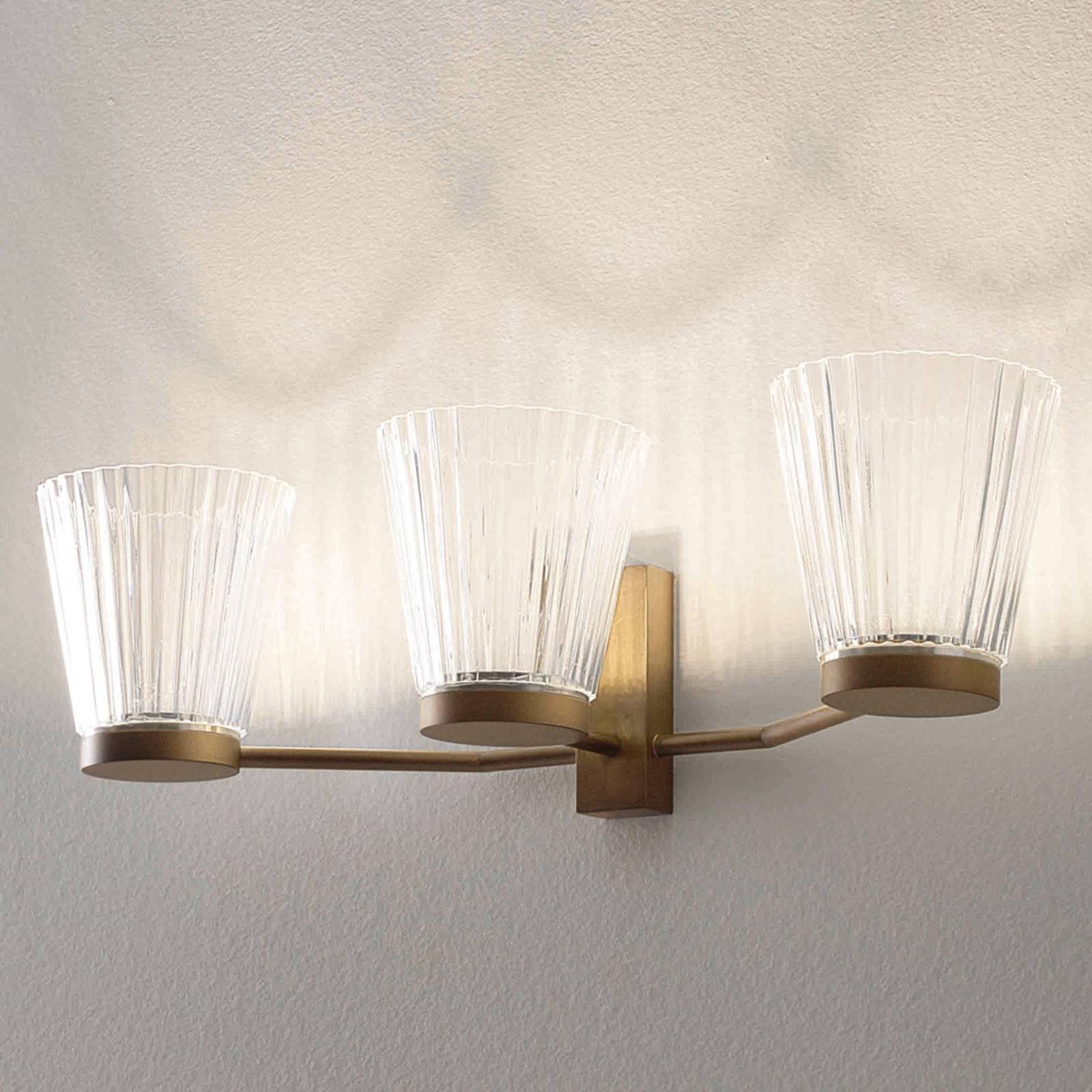 ICONE Canaletto - LED wall light, bronze, for Living / Dining Room, metal, Murano glass, 4.5 W, energy efficiency: A+, W: 43 cm, H: 9 cm