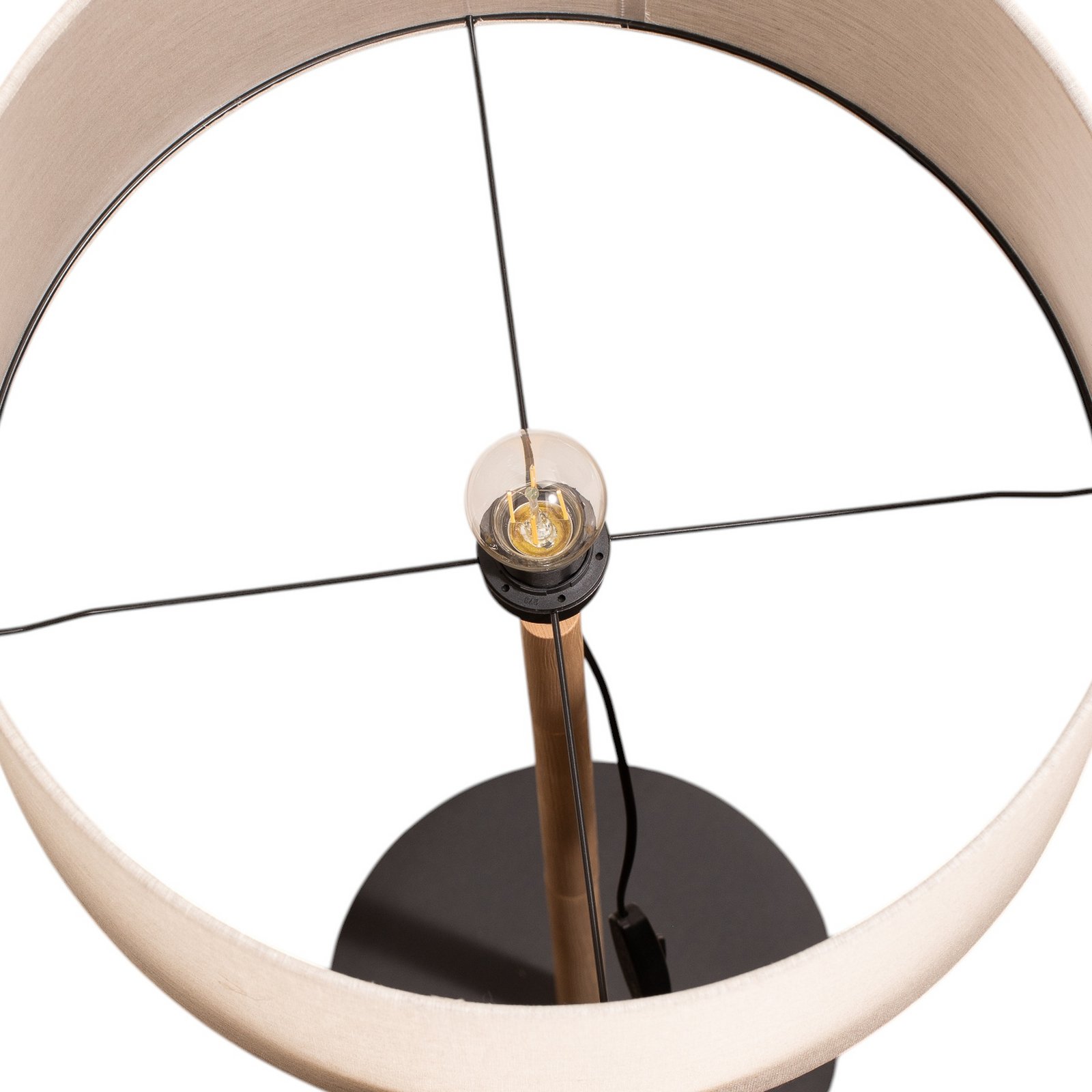 Stojací lampa Deva Nature, textil, dřevo
