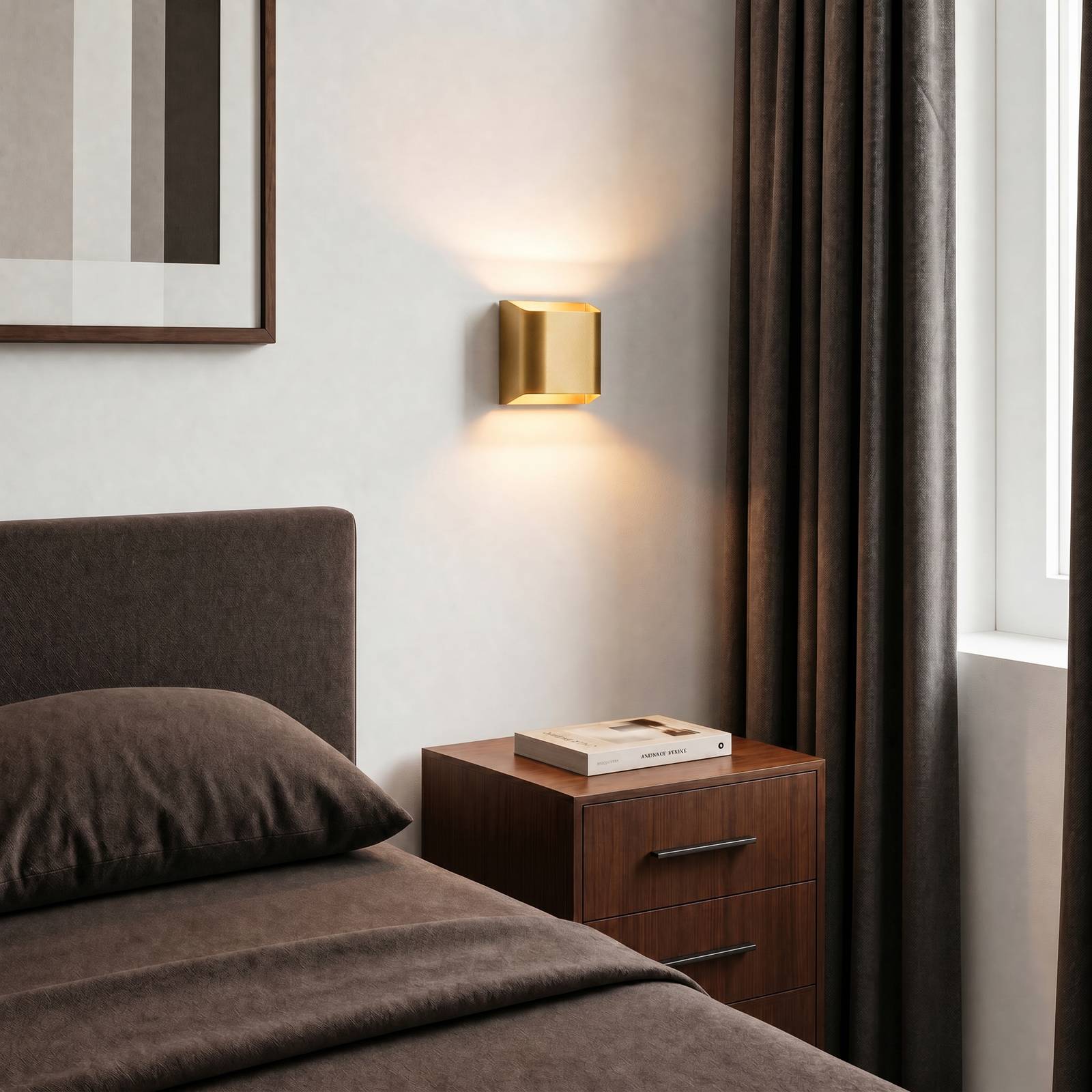 Opviq Wandlamp Bera, goudkleurig, 15 x 15 cm, metaal, G9