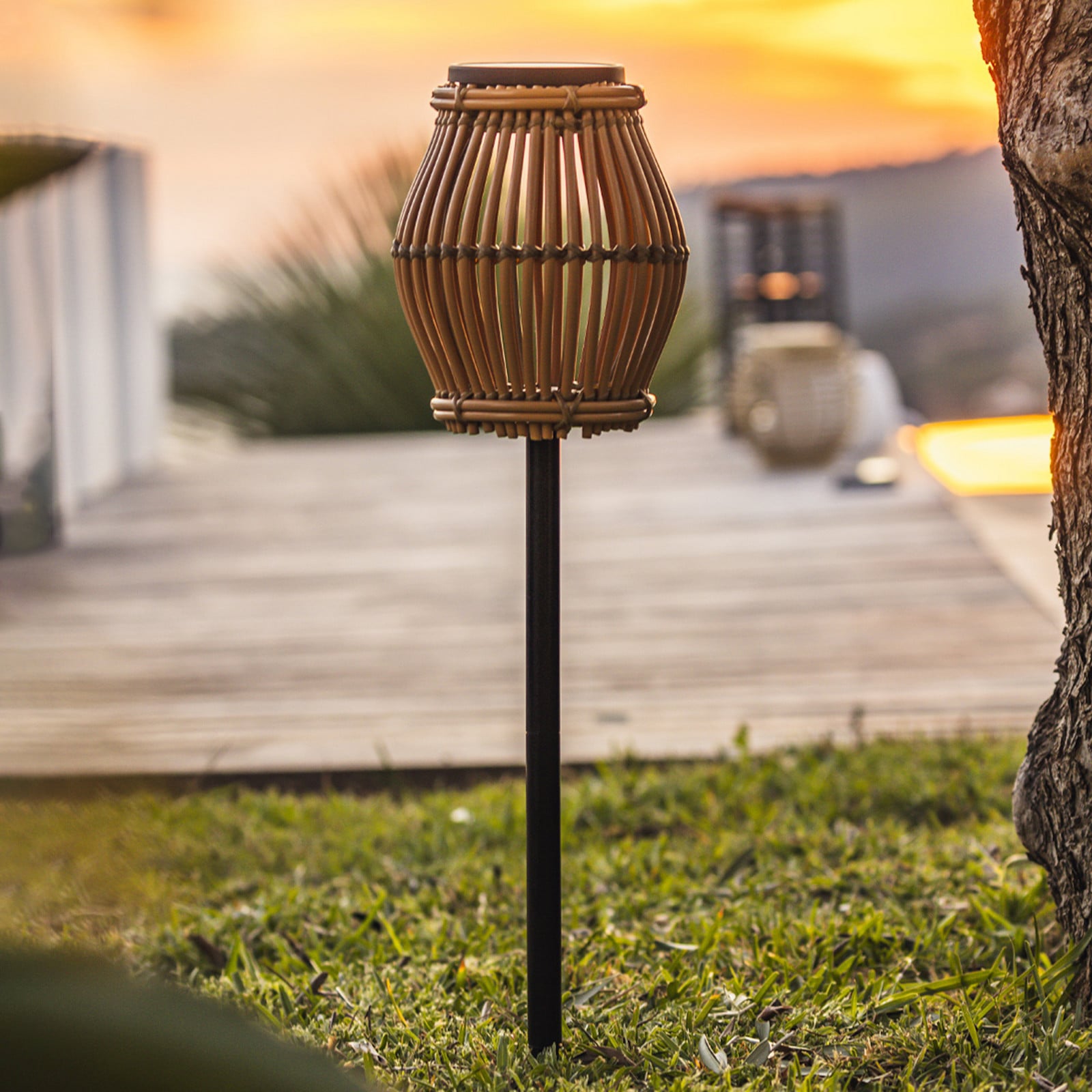 Lumisky Silvina LED solarna podna svjetiljka sa čavlićem, smeđa/crna, visina 70 cm - Metal