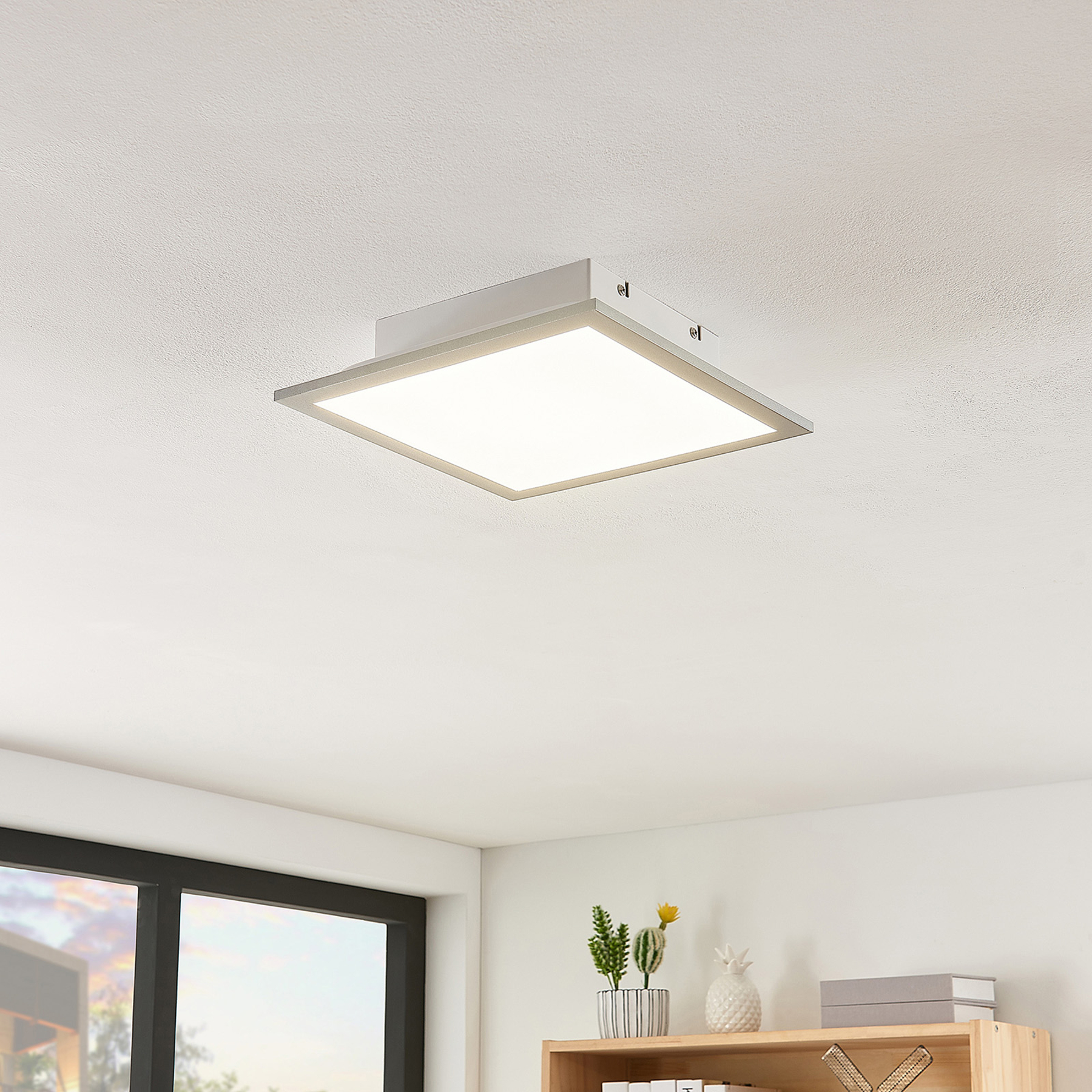 Lindby Stenley LED panel, CCT, 29 x cm, for Kitchen, plastic, aluminium, 18 W, energy efficiency: A+, L: 29.6 cm, W: 29.6 cm, H: 7.1 cm