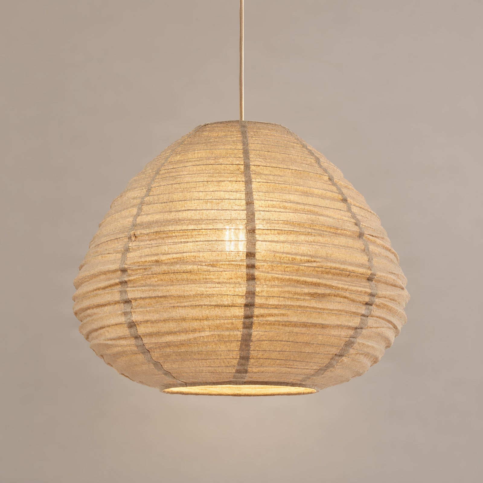 Autumn hengelampe, taupe, Ø 40 cm, lin, dråpeform – Lindby - Stue - Skandinavisk - Stoff / Tekstil
