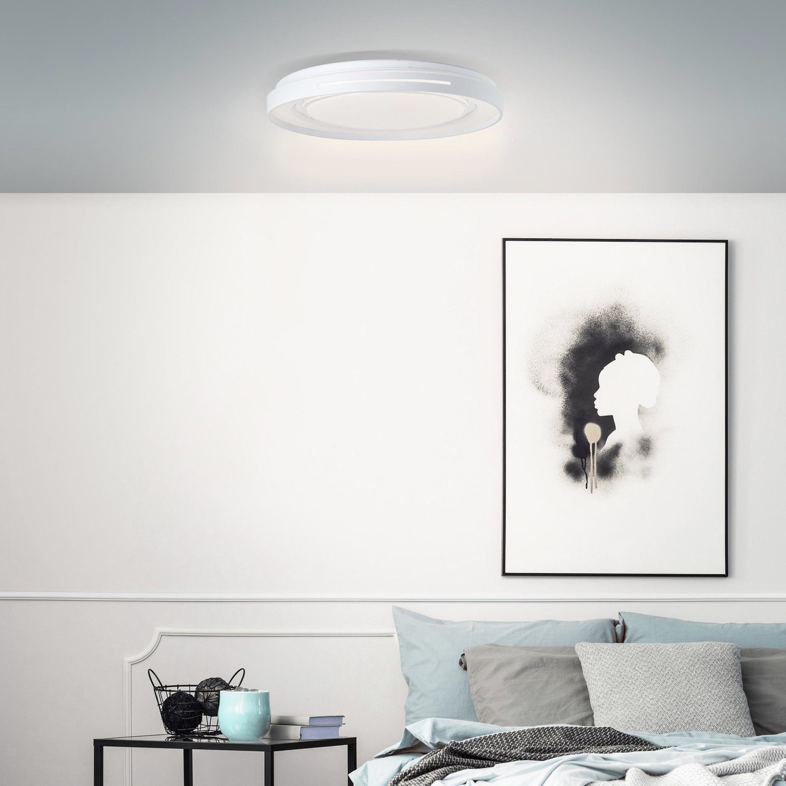Barty LED stropna svjetiljka, bijela/krom, Ø 48,5 cm, CCT, metal