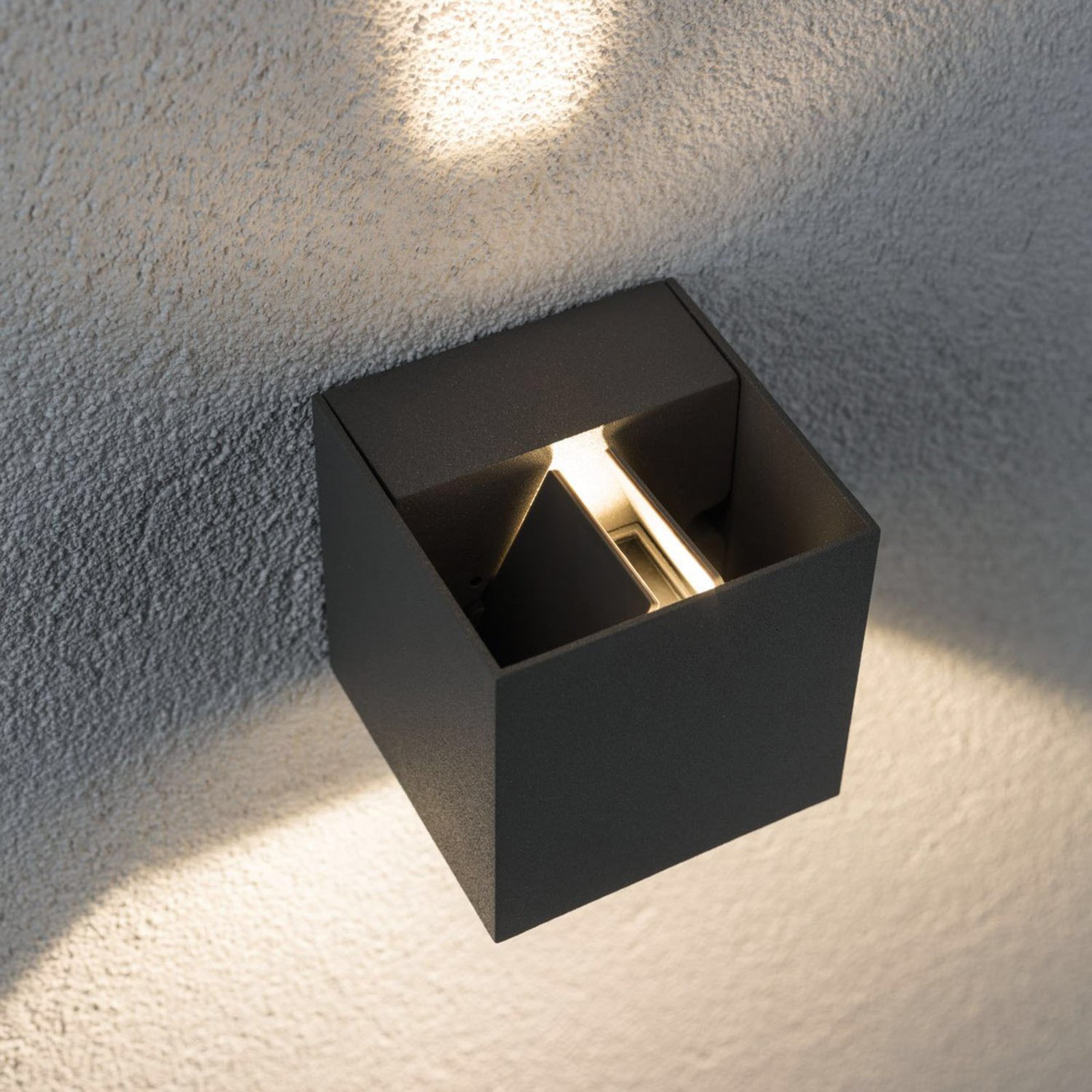 Paulmann Cybo Aplique LED para exteriores, 2.700 K, 8 x 8 cm, gris