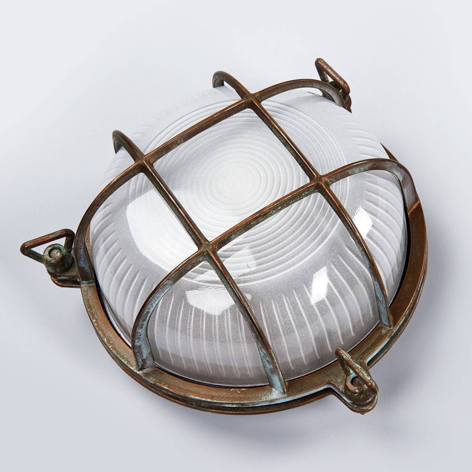 Lampa zewnętrzna Tortuga okrągła, mosiądz antyk