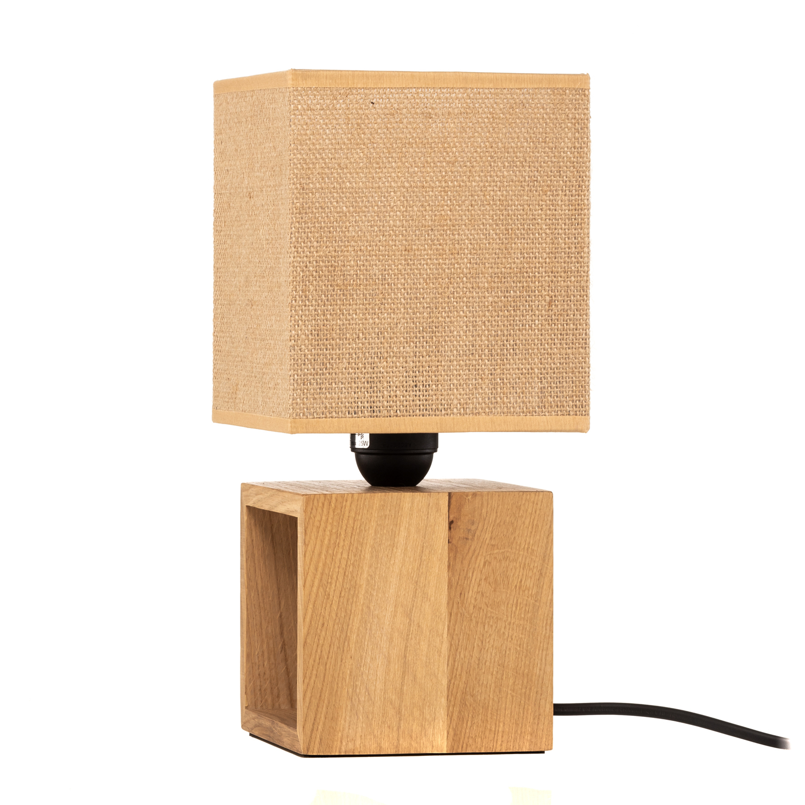 Monas table lamp, oak oiled, beige
