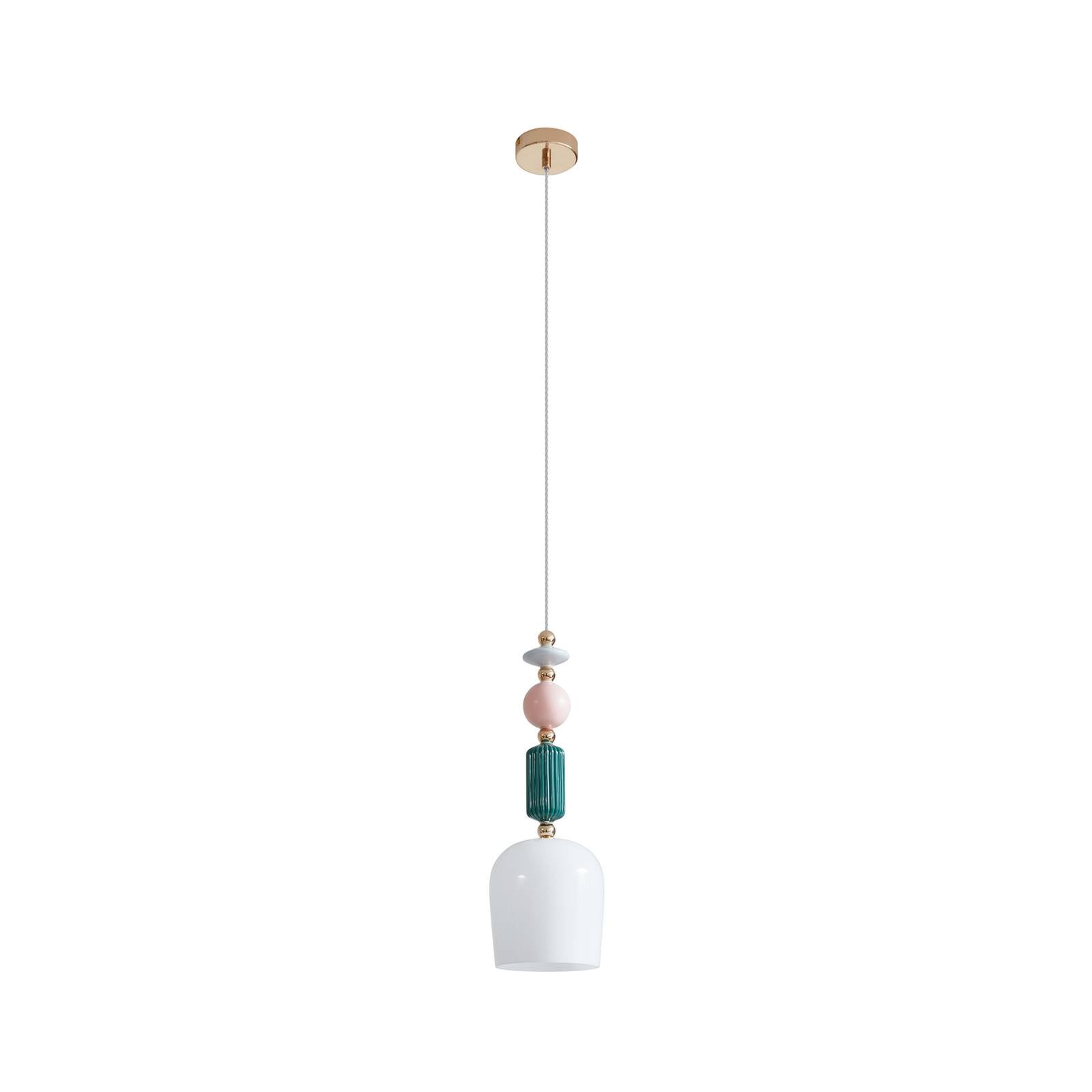 Lindby Hängeleuchte Ysoria, grau/pink/grün, Keramik, Ø 16 cm