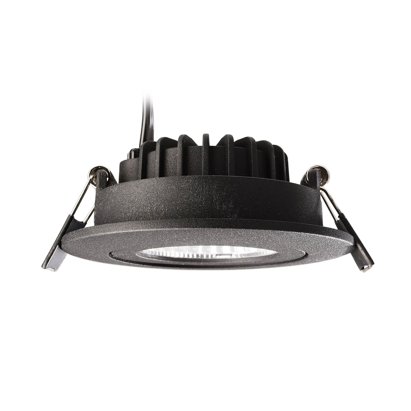 LED recessed ceiling light Dione, IP44, 3,000 K, black, dimmable