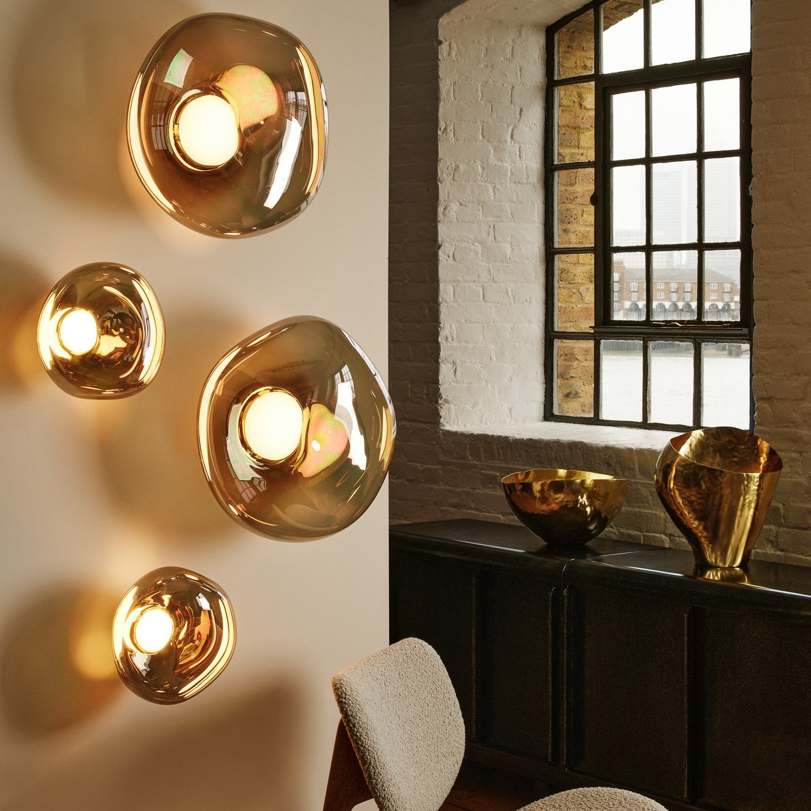 Tom Dixon LED-Wandlampe Melt, Ø 50 cm, bronzefarben