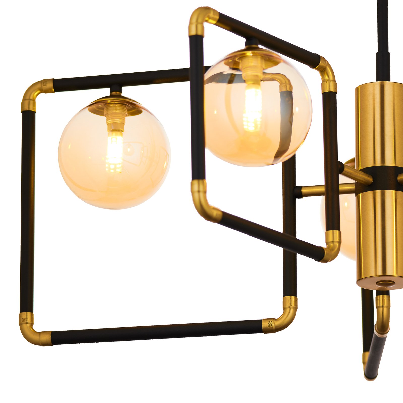 Suspension Ibra, noir, verre, 5 lampes, G9