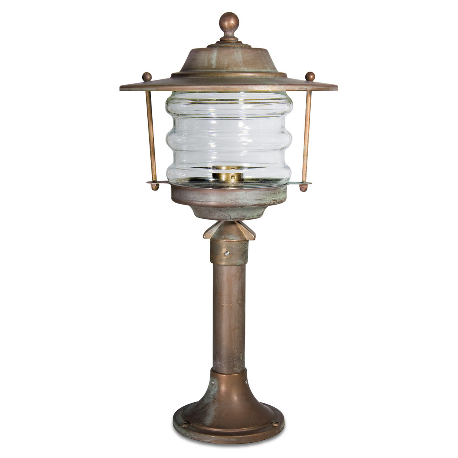 Moretti Luce Latão Antigo, Cobre, Transparente Luz De Pedestal Lanterna Adessora Resistente À Água Do Mar