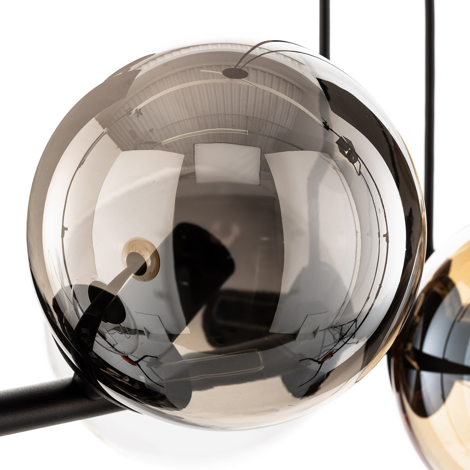 Glassy hengelampe 8-lk. glass grafitt/rav/klar