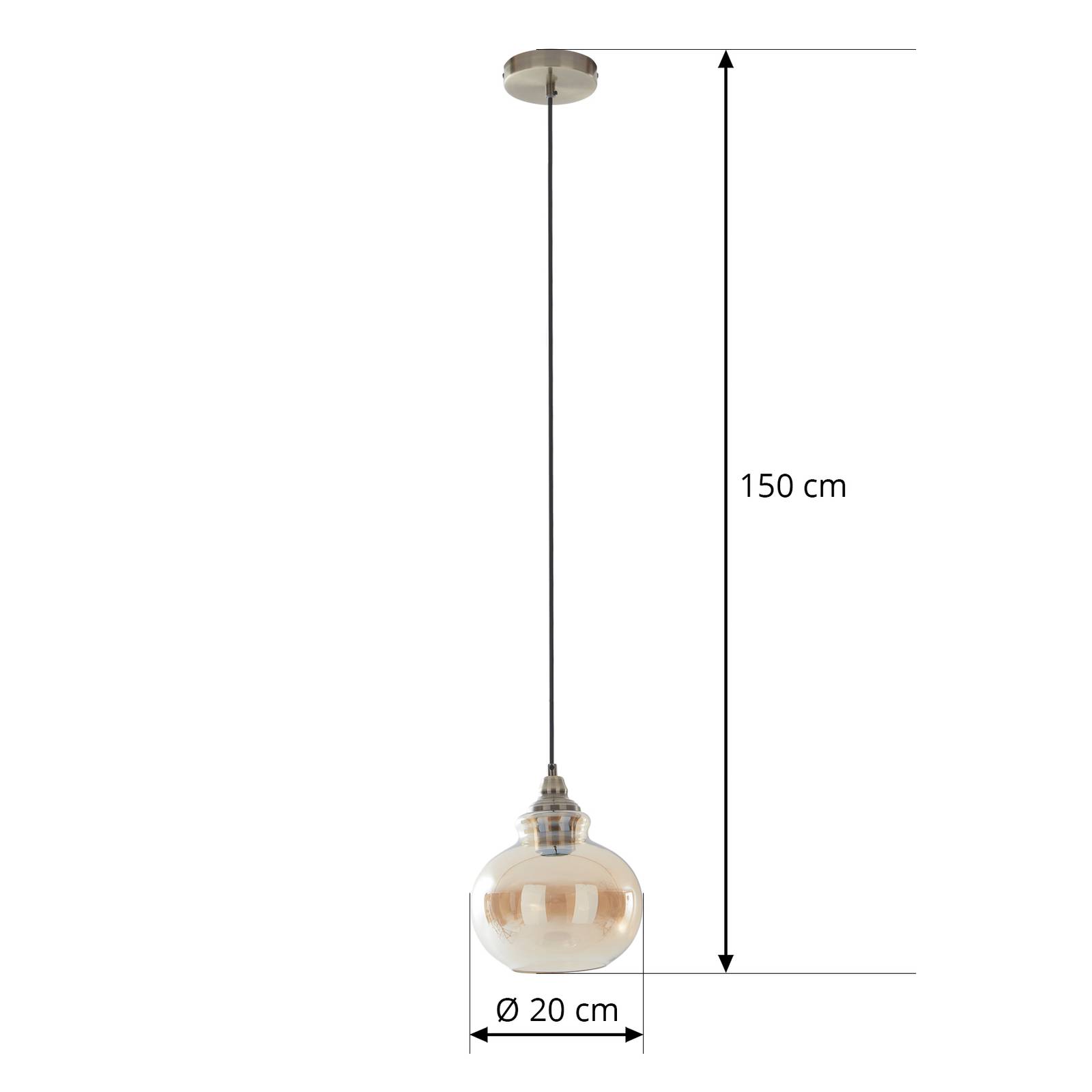 Lindby Tymoni szklana lampa wisząca bursztyn 1-pkt