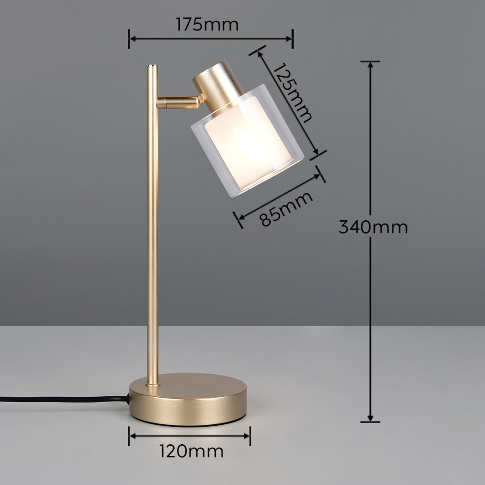 Galda lampa „Neralo“, zelta krāsā, metāla, augstums 35,5 cm, E14