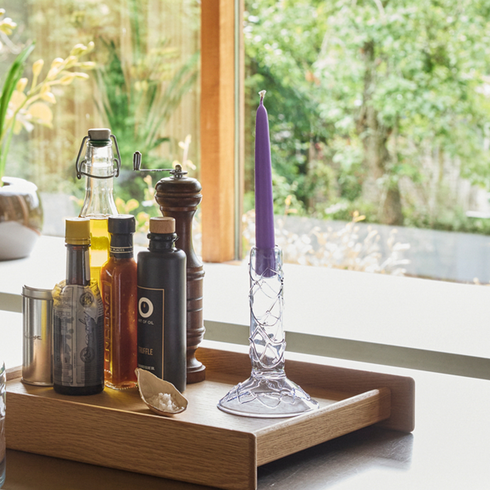 Portavelas Doodle azul, 17 cm de altura - Hübsch