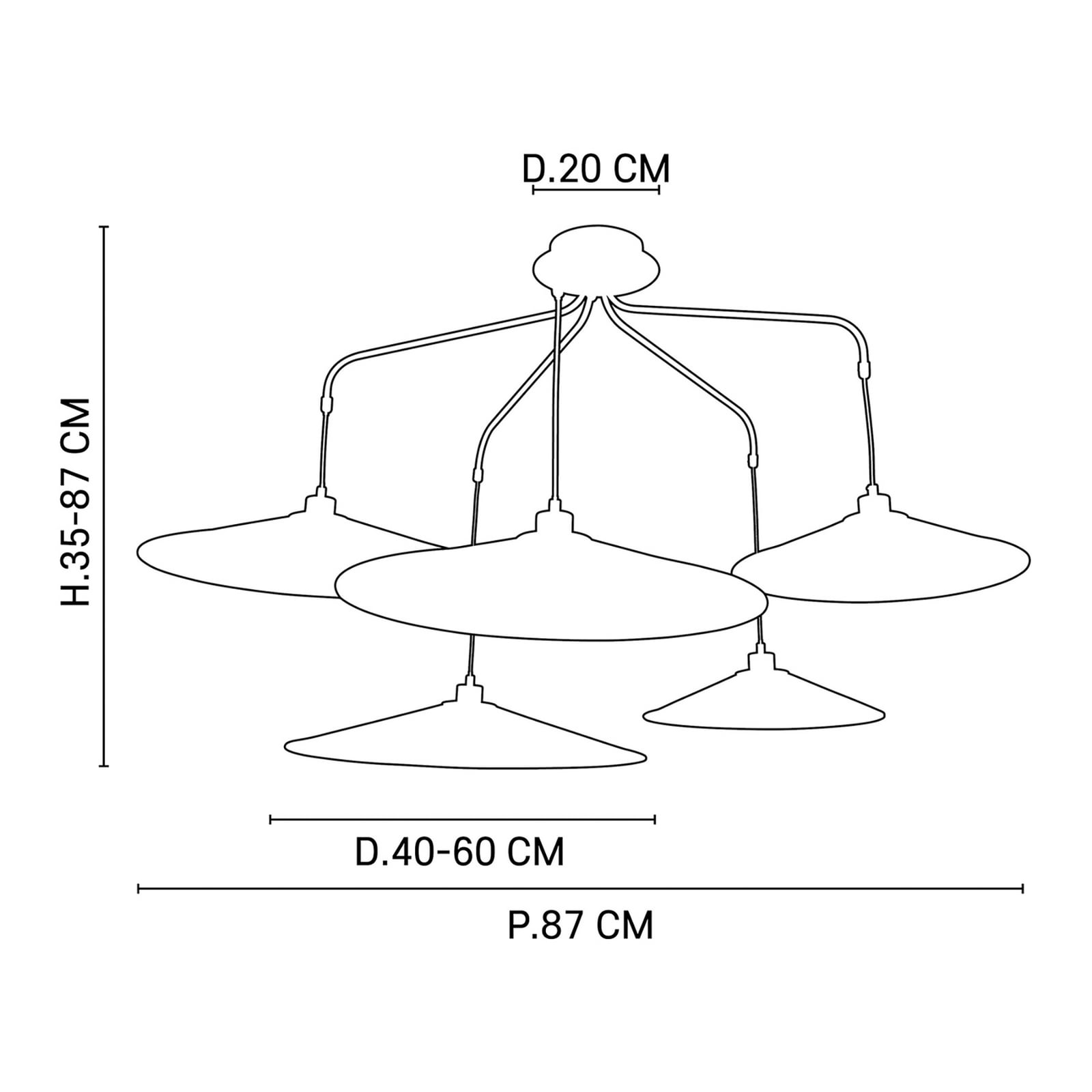 Lampada a sospensione Gatsby, nero kumo, a 5 luci - MARKET SET