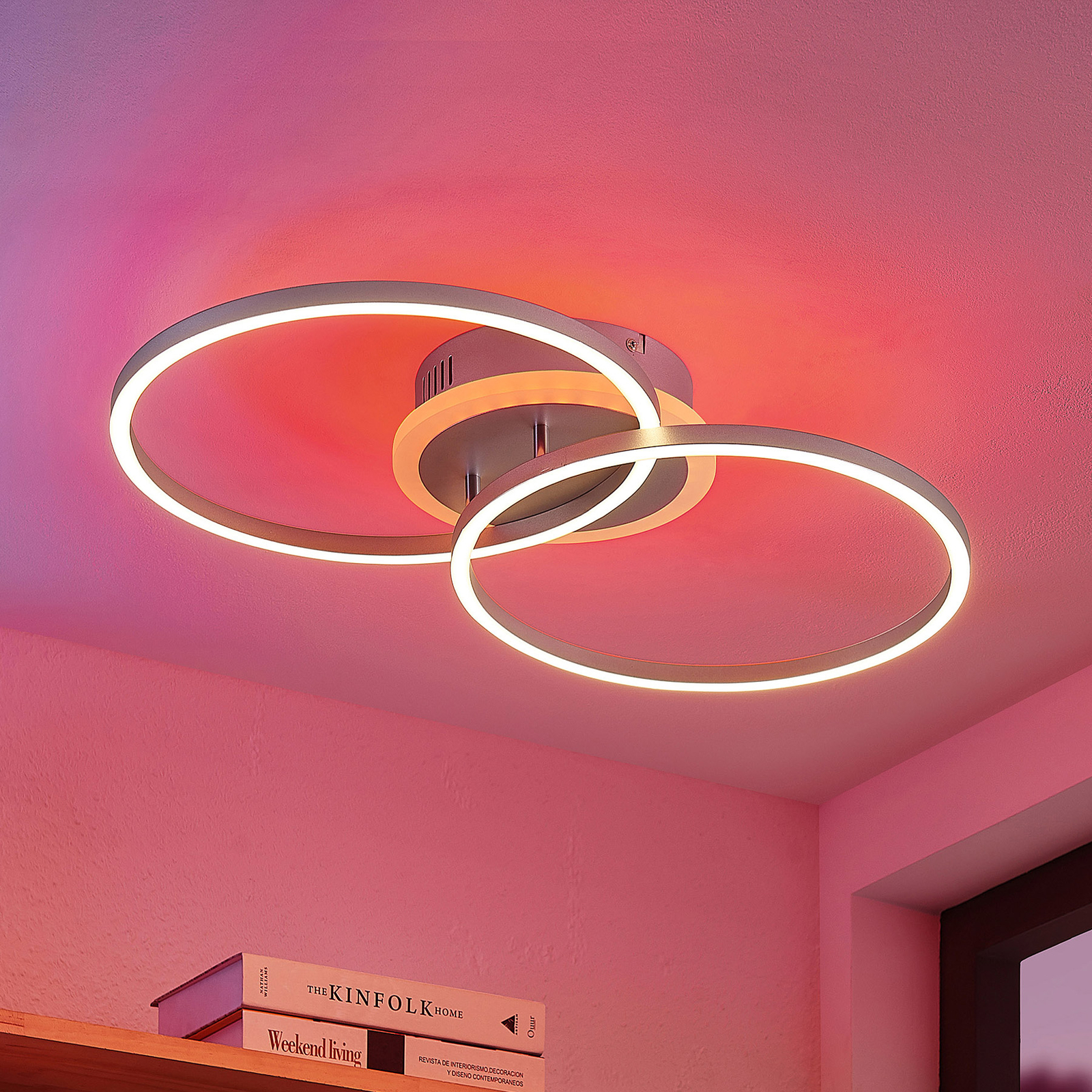 Lindby Kimari LED-taklampe, RGB, dimbar, titan
